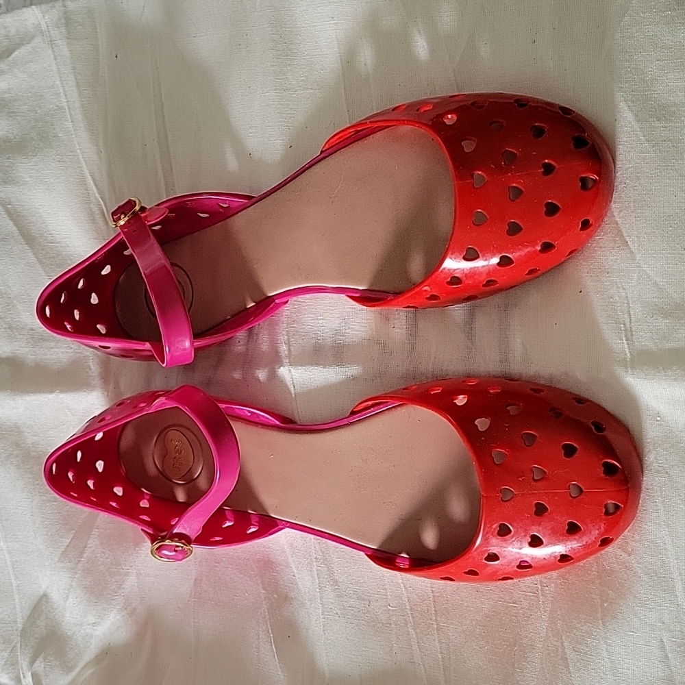 COPY - Melissa jelly Mary Jane flats heart cutouts sz 10